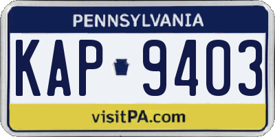 PA license plate KAP9403