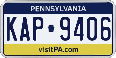 PA license plate KAP9406