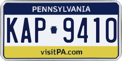 PA license plate KAP9410