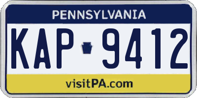 PA license plate KAP9412