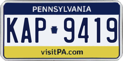 PA license plate KAP9419