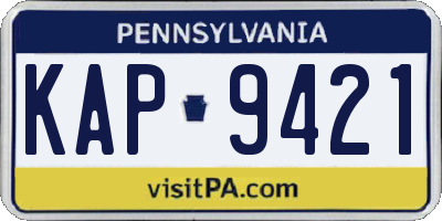 PA license plate KAP9421