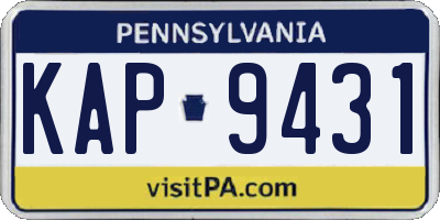 PA license plate KAP9431