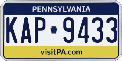 PA license plate KAP9433