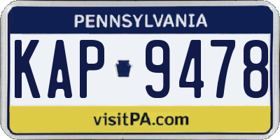 PA license plate KAP9478