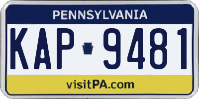 PA license plate KAP9481