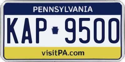 PA license plate KAP9500