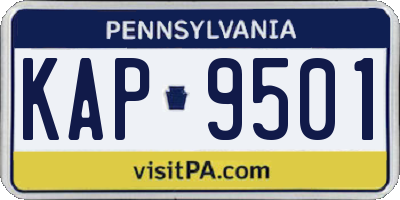 PA license plate KAP9501