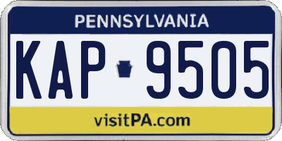 PA license plate KAP9505