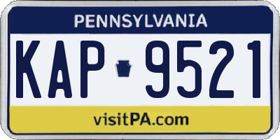 PA license plate KAP9521