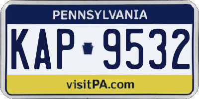 PA license plate KAP9532