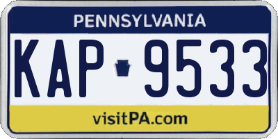 PA license plate KAP9533