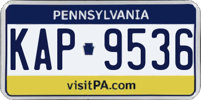 PA license plate KAP9536
