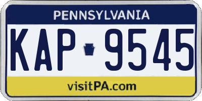 PA license plate KAP9545