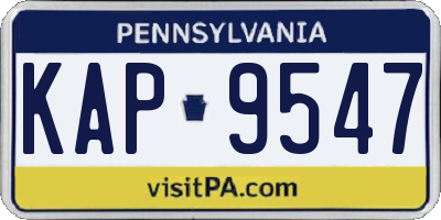 PA license plate KAP9547