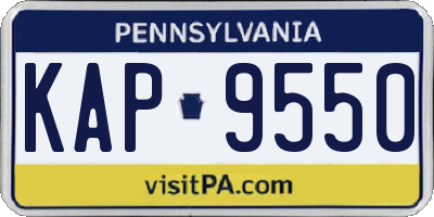 PA license plate KAP9550