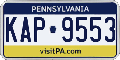 PA license plate KAP9553