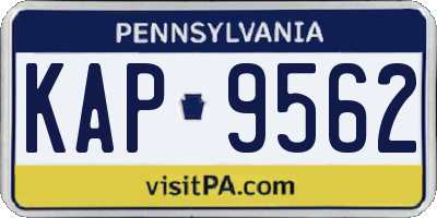 PA license plate KAP9562
