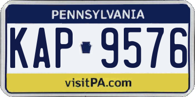 PA license plate KAP9576