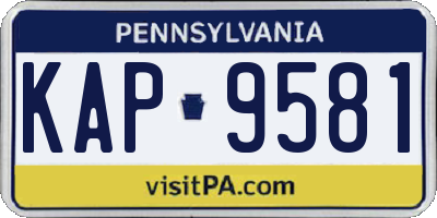 PA license plate KAP9581