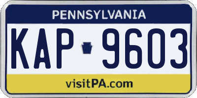 PA license plate KAP9603