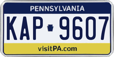 PA license plate KAP9607