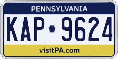 PA license plate KAP9624