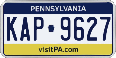 PA license plate KAP9627