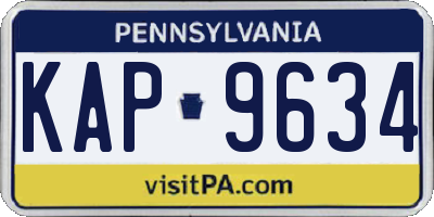 PA license plate KAP9634