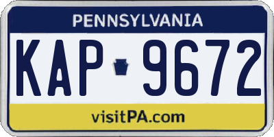 PA license plate KAP9672