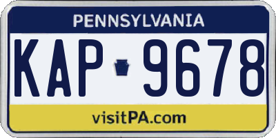 PA license plate KAP9678
