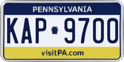 PA license plate KAP9700