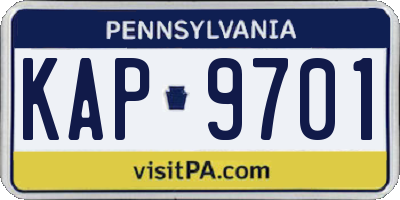 PA license plate KAP9701