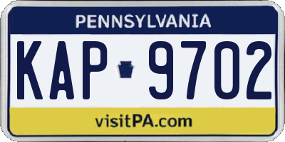 PA license plate KAP9702