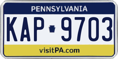 PA license plate KAP9703