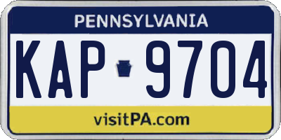 PA license plate KAP9704