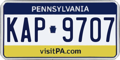 PA license plate KAP9707