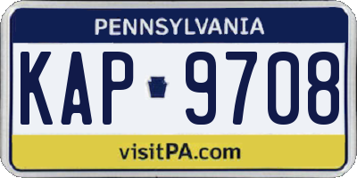 PA license plate KAP9708