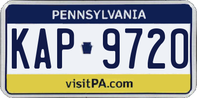 PA license plate KAP9720