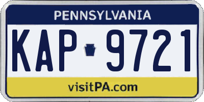 PA license plate KAP9721