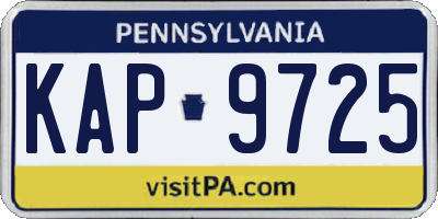 PA license plate KAP9725