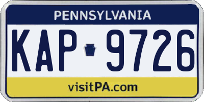 PA license plate KAP9726