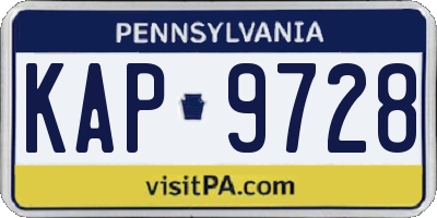 PA license plate KAP9728