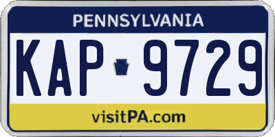 PA license plate KAP9729