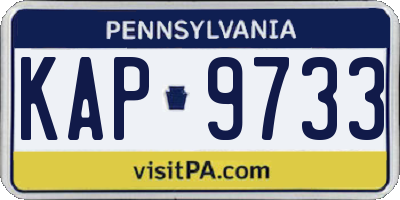 PA license plate KAP9733