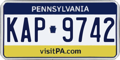 PA license plate KAP9742