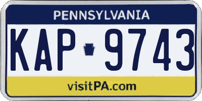 PA license plate KAP9743