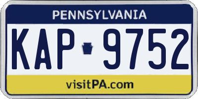 PA license plate KAP9752