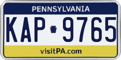 PA license plate KAP9765