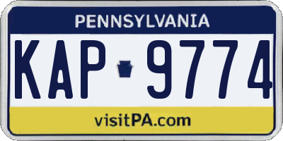 PA license plate KAP9774